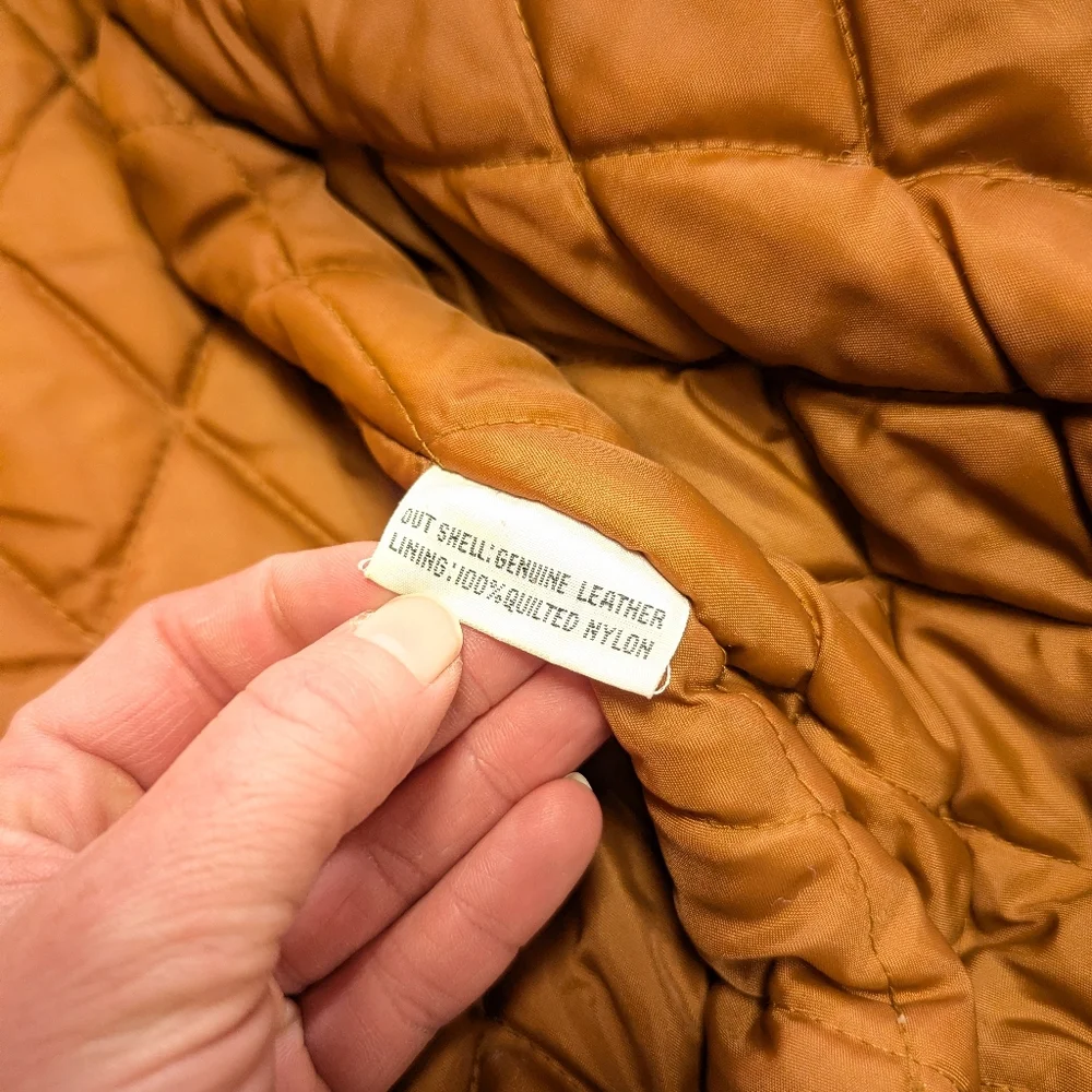 Tarleton 70s Vintage Leather Quilted Coat DAMAGE READ Western Streetwear Work